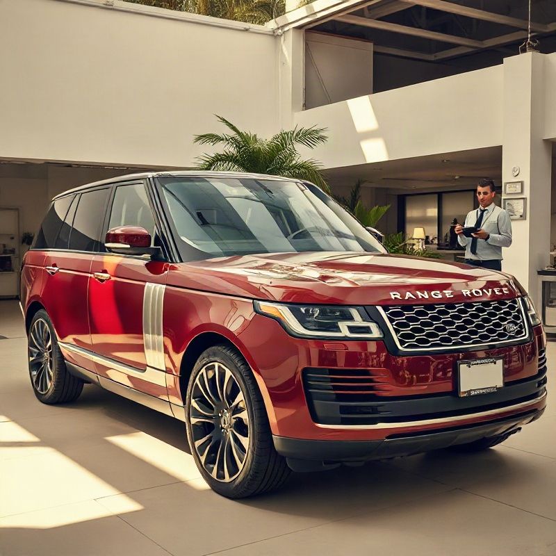 Range Rover Vogue Autobiography borgonha em baía de inspeção